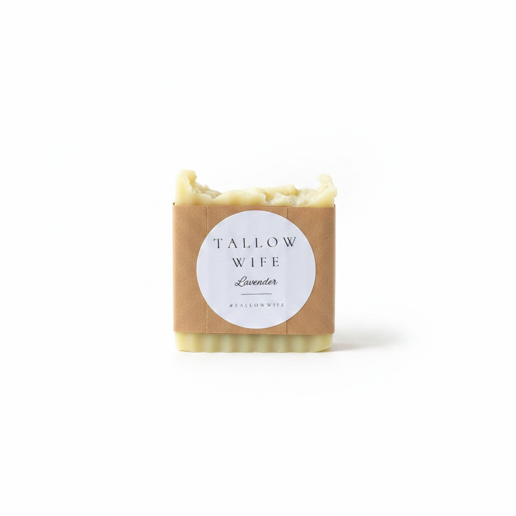 Tallow Wife Lavender Shave Soap Bar on white background