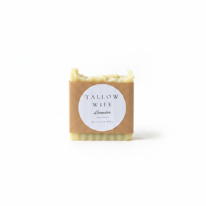 Tallow Wife Lavender Shave Soap Bar on white background
