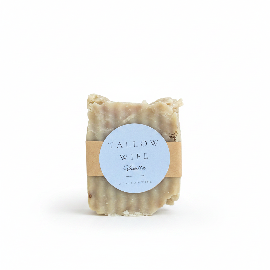 Tallow Wife Vanilla Shave Soap Bar on white background