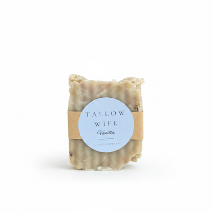 Tallow Wife Vanilla Shave Soap Bar on white background